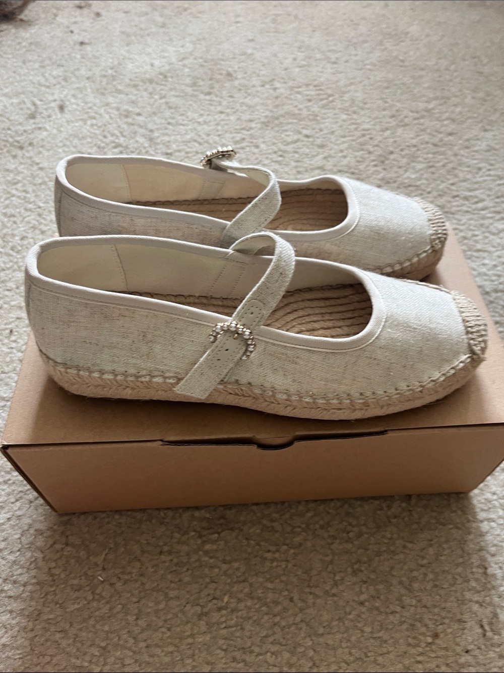 NIB Jcrew Factory Metallic Gold Canvas Mary Jane Espadrille Flats